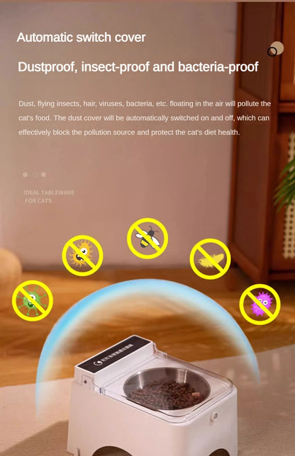 Smart Cat Food Bowl with Infrared Sensor Auto-Open Lid - lifestyle