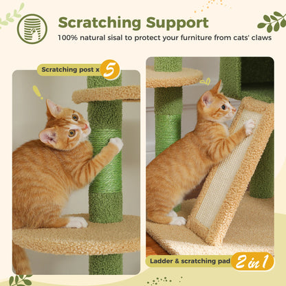 Height Adjustable Floor-to-Ceiling Cat Tree with Hammock - view 13