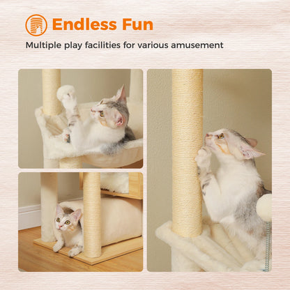 Height Adjustable Floor-to-Ceiling Cat Tree with Hammock - side view