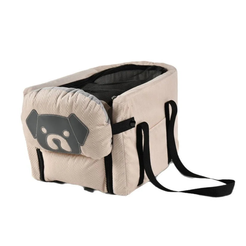 Foldable Dog Car Seat Cover and Travel Hammock - Beige
