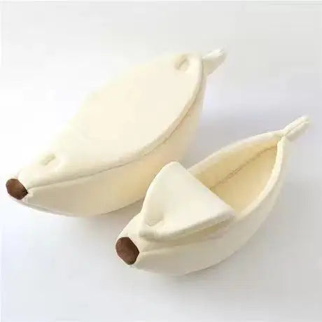 Cozy Banana-Shaped Cat Bed and Kennel - WHITE / XL 82x30x20cm