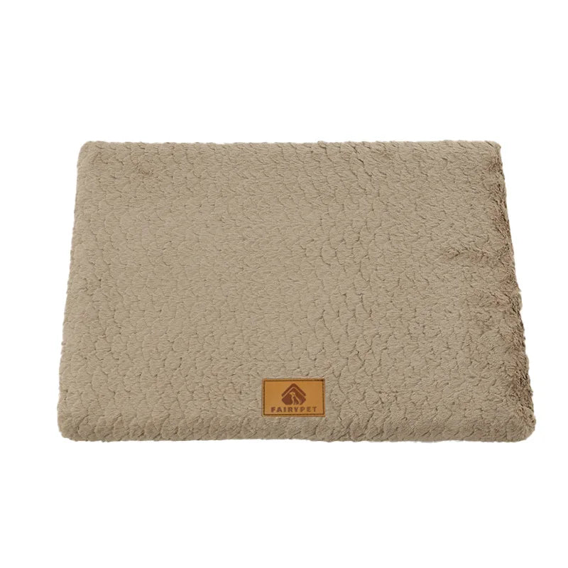 Orthopedic 3D Foam Dog Bed with Washable Faux Fur Cover - khaki / XL 90x58cm pet 25kg