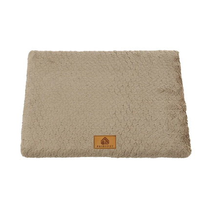 Orthopedic 3D Foam Dog Bed with Washable Faux Fur Cover - khaki / XL 90x58cm pet 25kg