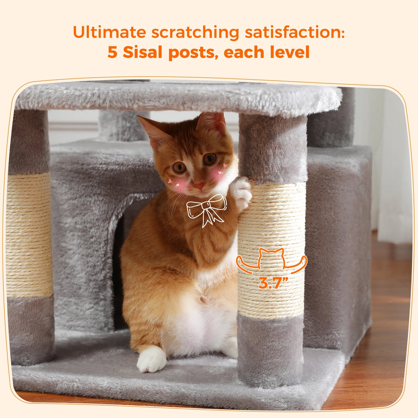 Large Cat Tree Tower with Hammock and Padded Perches - view 47