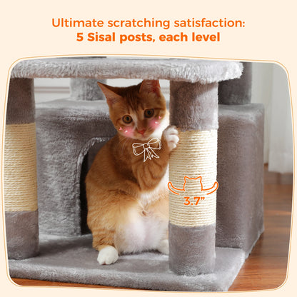 Large Cat Tree Tower with Hammock and Padded Perches - view 47