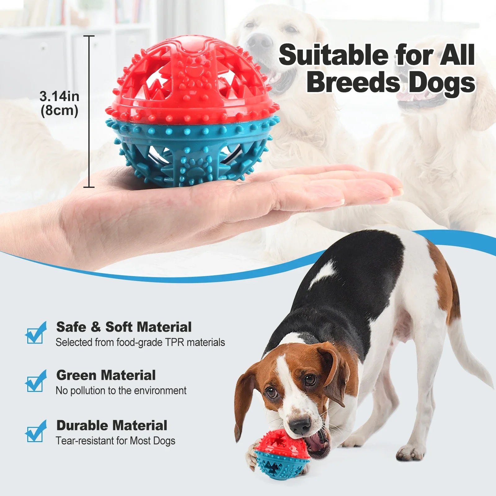 Treat-Dispensing Sound Ball for Dog Chewing - alternate angle