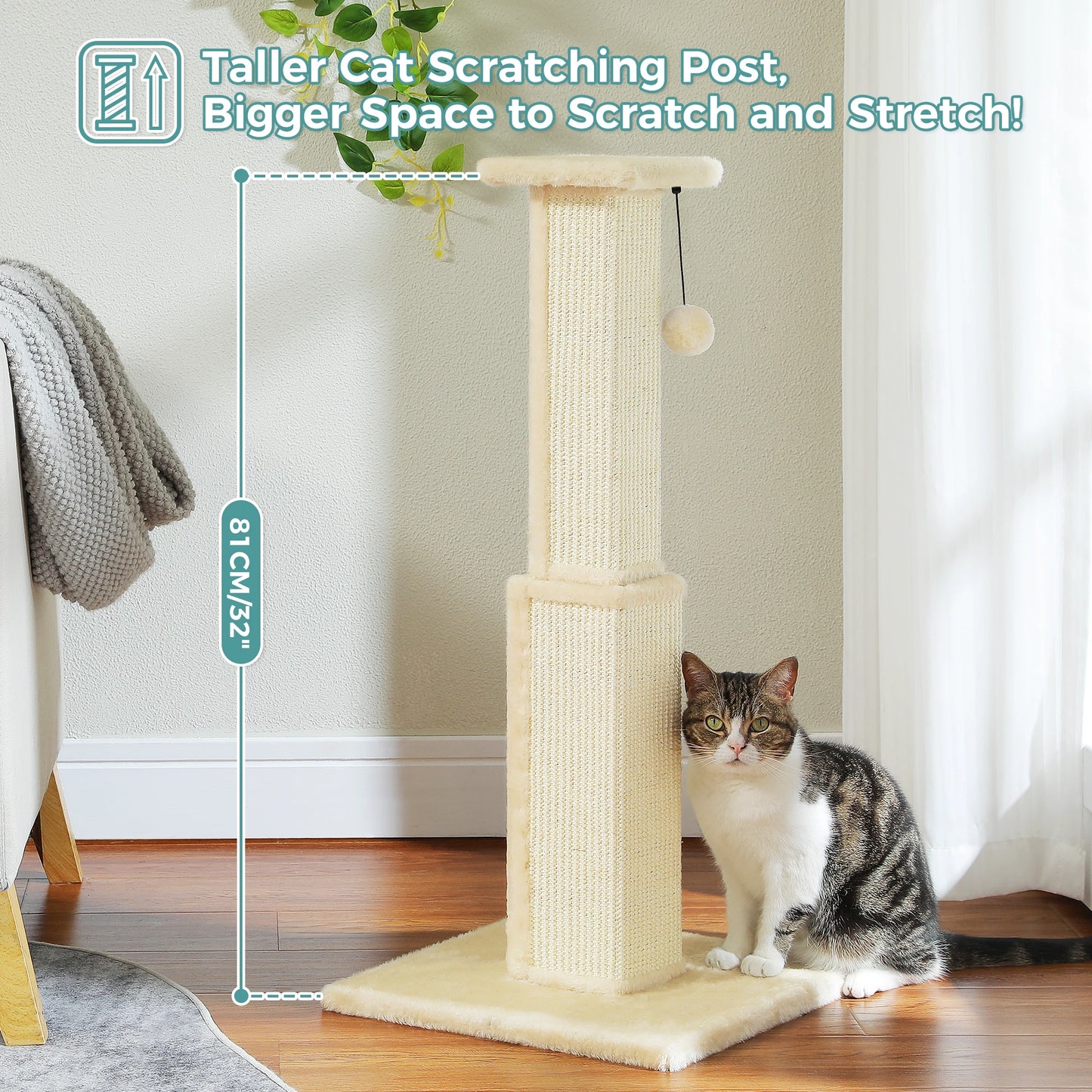 Large Sisal Cat Scratching Post with Dangling Ball - view 19