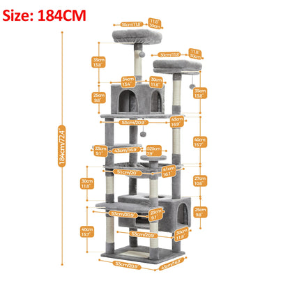 Large Cat Tree Tower with Hammock and Padded Perches - alternate angle