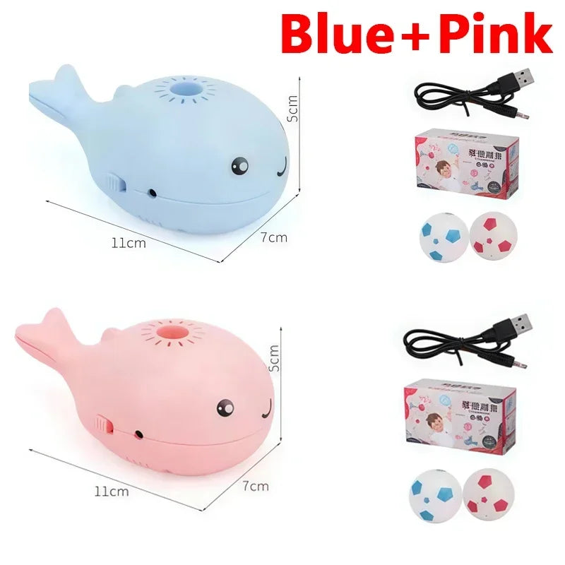 Interactive Whale Jet Ball Cat Toy with USB Fan - Blue and Pink