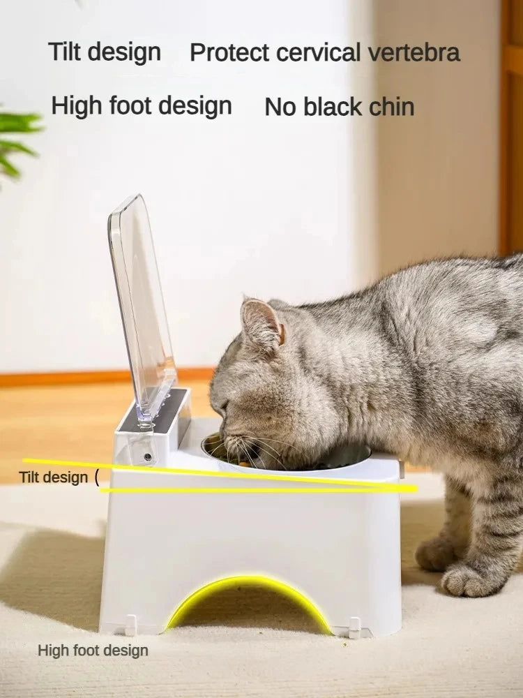 Smart Cat Food Bowl with Infrared Sensor Auto-Open Lid - in use