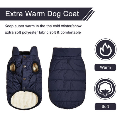 Cold-Proof Winter Dog Jacket with Fleece Lining - close-up