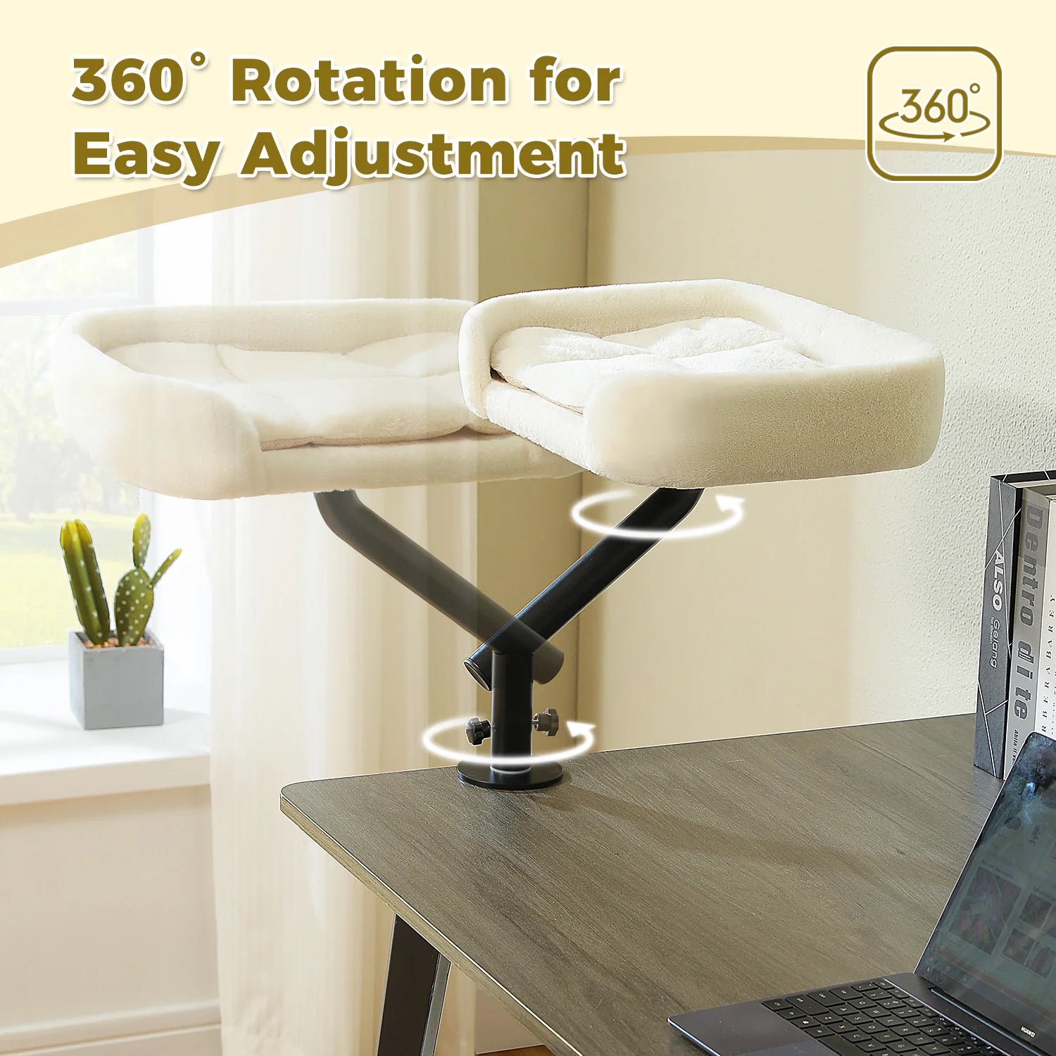 360 Degree Rotatable Cat Desk Bed with Adjustable Stand - feature view