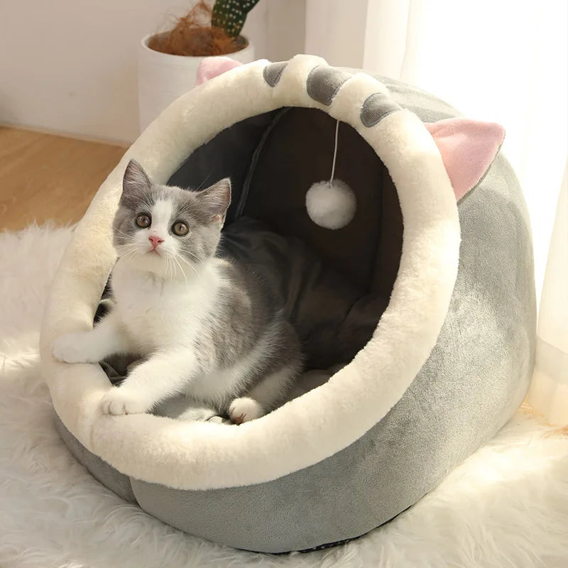 Foldable Cartoon Cat Cave Bed (Washable)