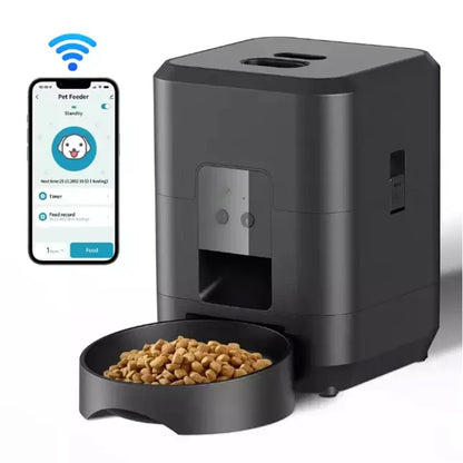 2L Programmable Auto Pet Feeder with Voice Recording - Black-WIFI