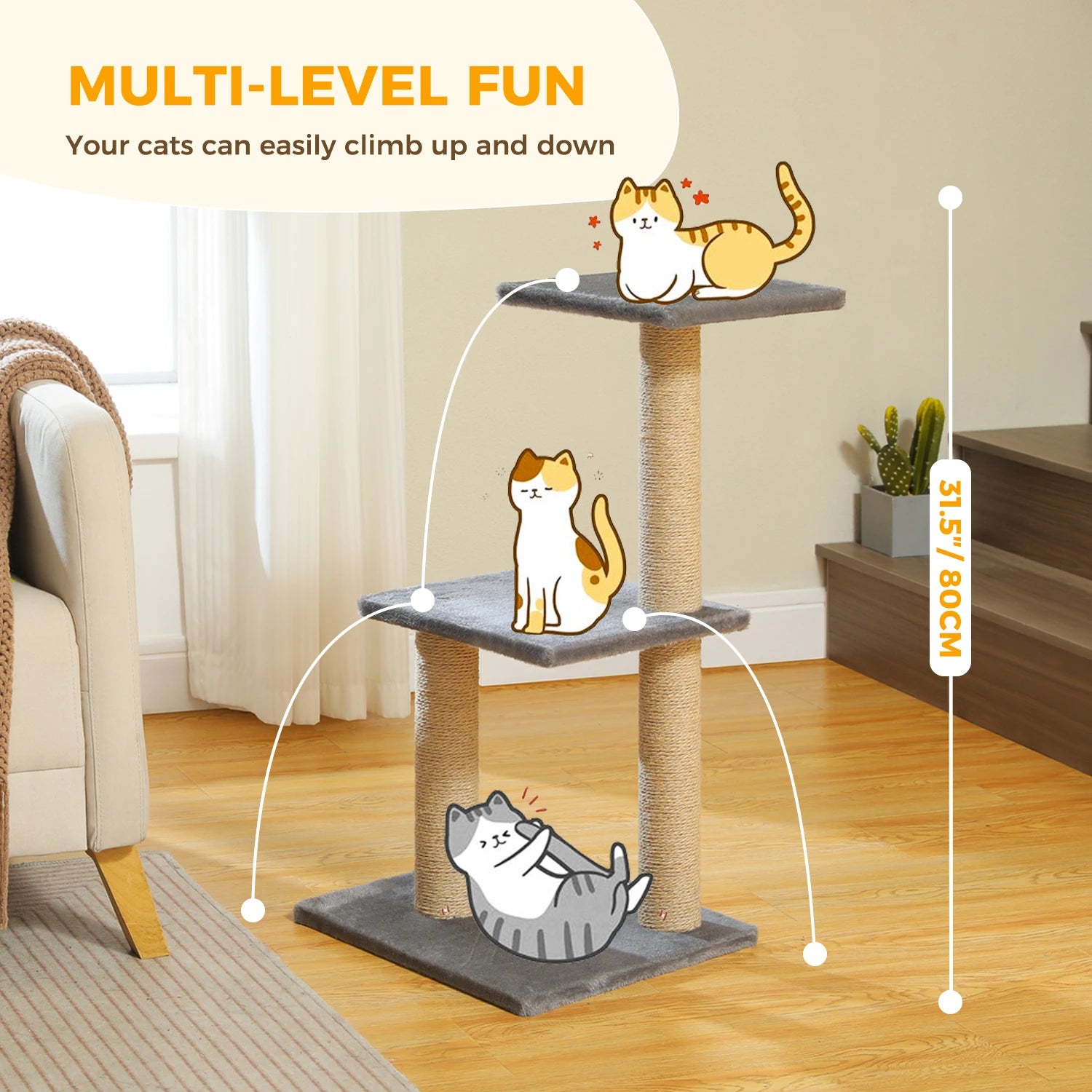 Cat Activity Tree with Hammock and Removable Perch - view 22