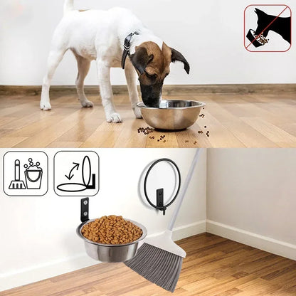 Wall-Mounted Elevated Pet Bowl with Stainless Steel Insert