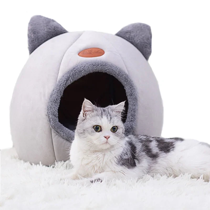 Cozy Winter Cat Cave Bed and Tent Nest - view 11