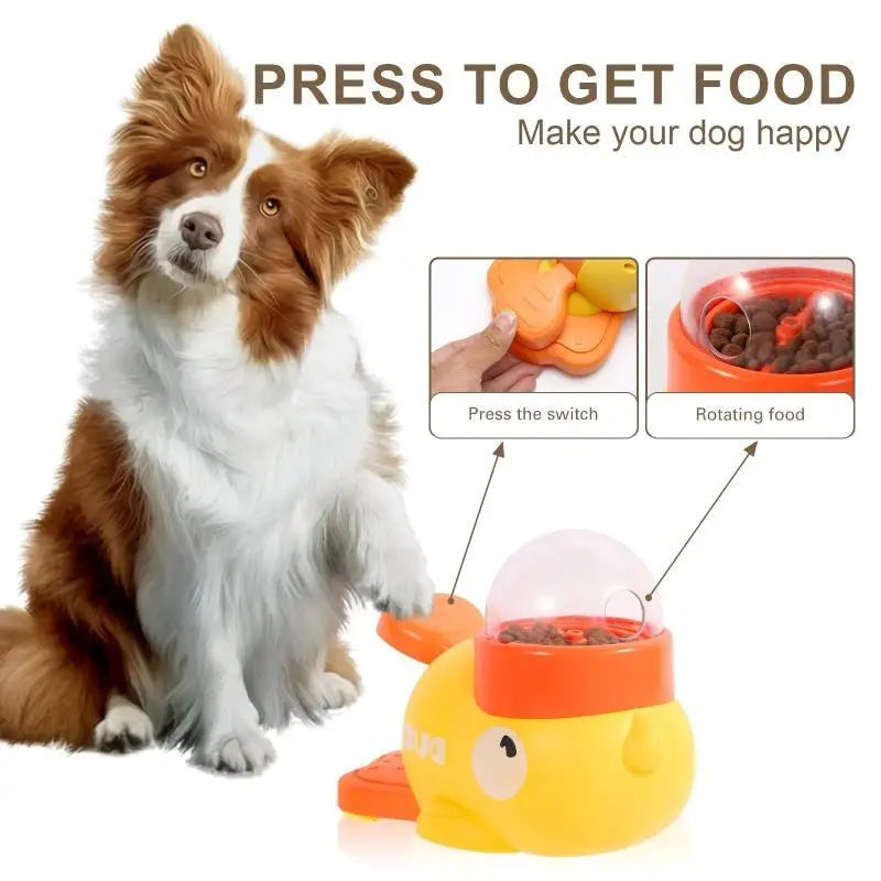 Cartoon Duck Puzzle Feeder and Treat Dispenser - side view