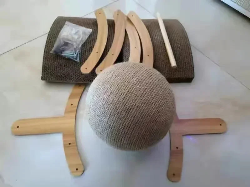2-in-1 Wooden Cat Scratching Ball and Sisal Board - view 18