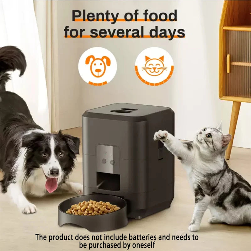 2L Programmable Auto Pet Feeder with Voice Recording - in use