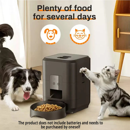 2L Programmable Auto Pet Feeder with Voice Recording - in use
