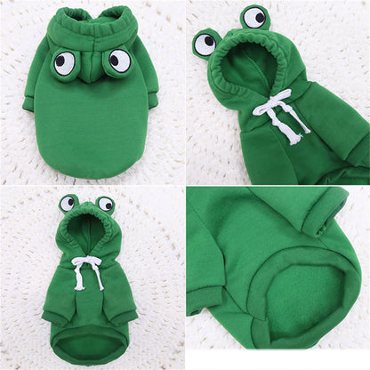 Cute Carrot and Frog Hooded Dog Sweater - size reference