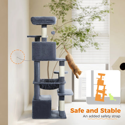 Large Cat Tree Tower with Hammock and Padded Perches - view 41