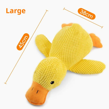 Plush Squeaky Duck Dog Companion Toy - from above