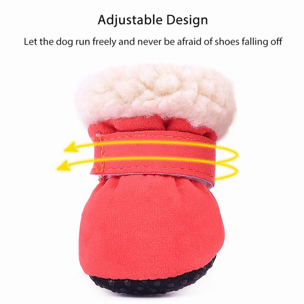 Plush Warm Anti-Slip Dog Boots and Socks (4 Pack) - feature view