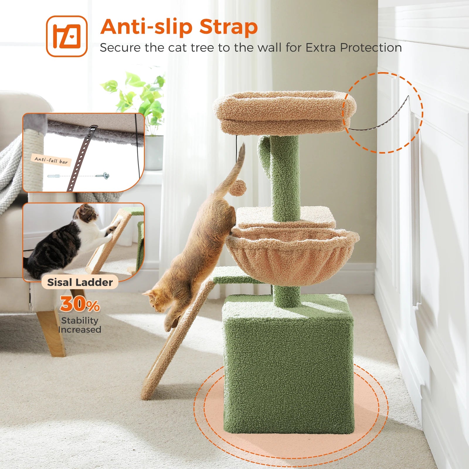 Cat Activity Tree with Hammock and Removable Perch - view 29