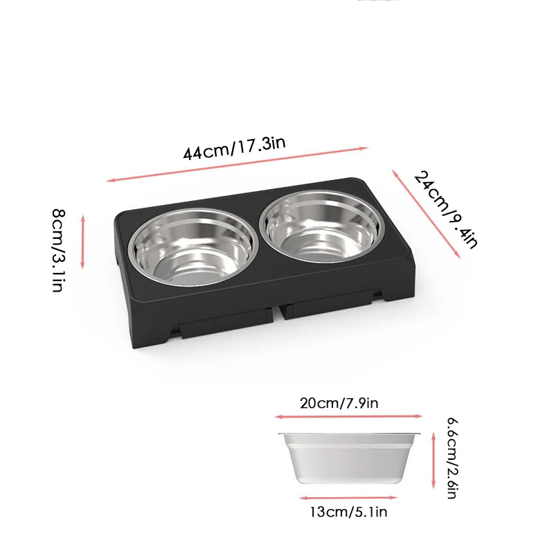 Adjustable Elevated Dog Feeder with Double Stainless Steel Bowls - from above