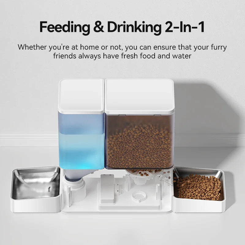 2-in-1 Automatic Pet Feeder and Water Fountain (8.5L) - side view