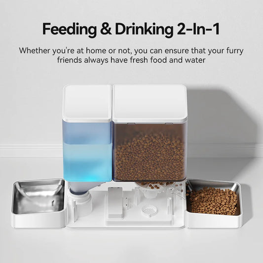 2-in-1 Automatic Pet Feeder and Water Fountain (8.5L) - side view