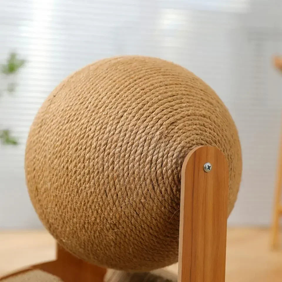2-in-1 Wooden Cat Scratching Ball and Sisal Board - feature view