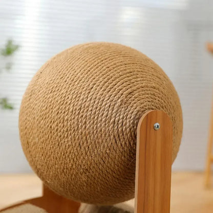 2-in-1 Wooden Cat Scratching Ball and Sisal Board - feature view
