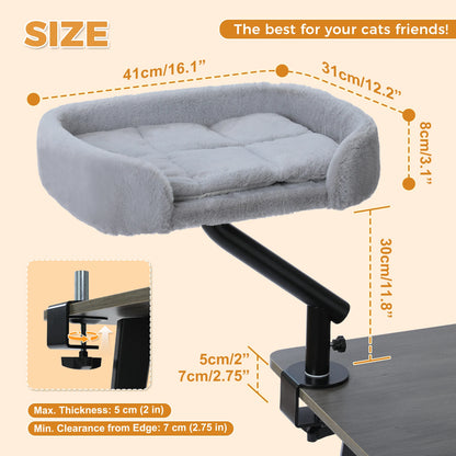 360 Degree Rotatable Cat Desk Bed with Adjustable Stand - AWW0203GY / M
