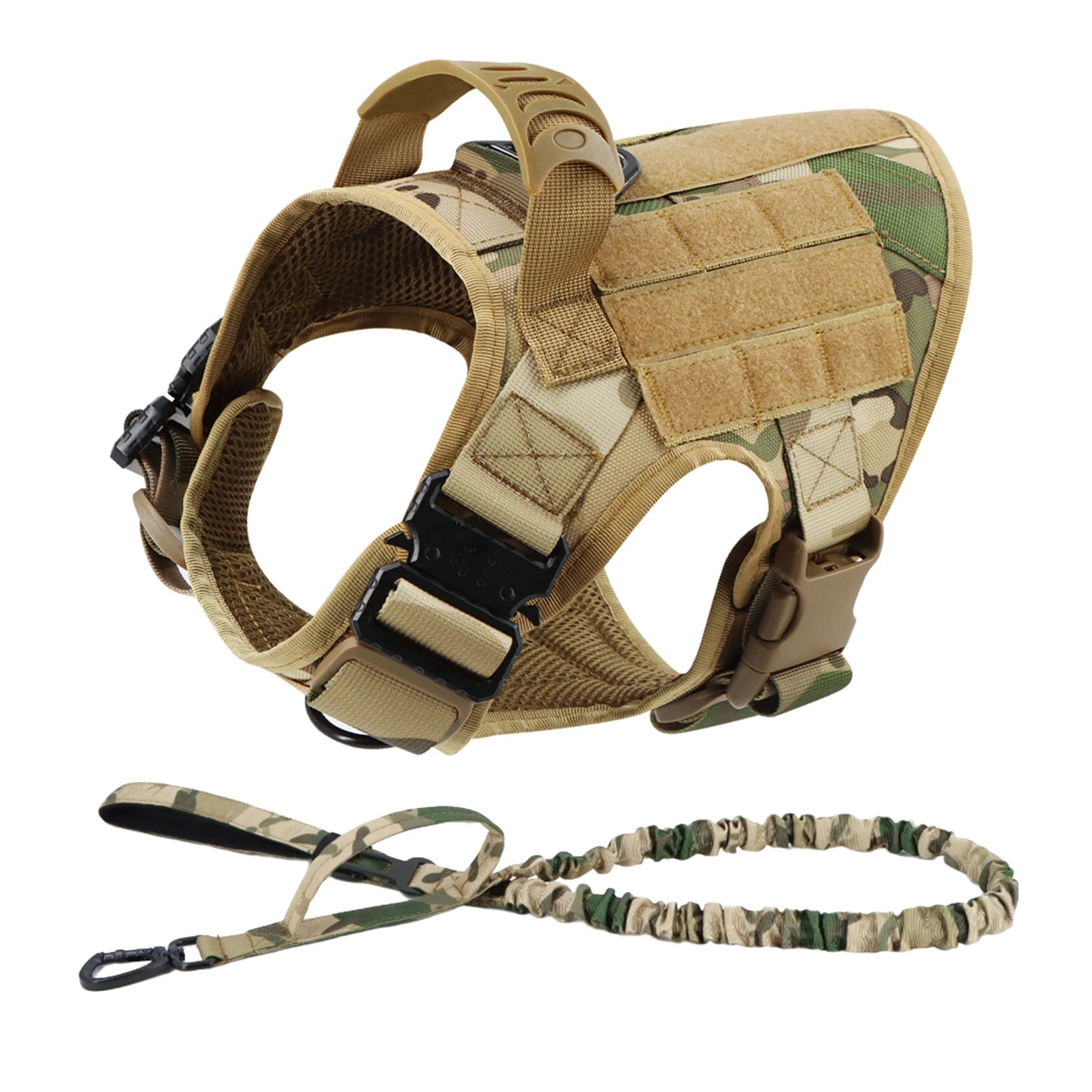 Large Dog Harness and Leash Set with Collar - M / Camouflage 2 Pieces