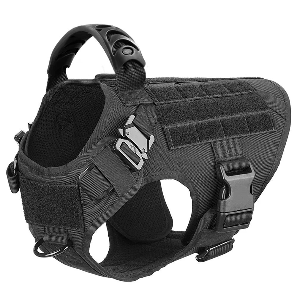 Large Dog Harness and Leash Set with Collar - M / Black Harness