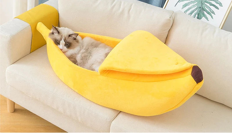 Cozy Banana-Shaped Cat Bed and Kennel - lifestyle