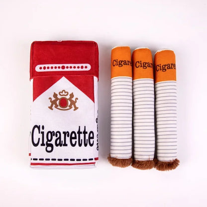 Cigarette Box Plush Squeaky Dog Toy (Funny Gift) - Red