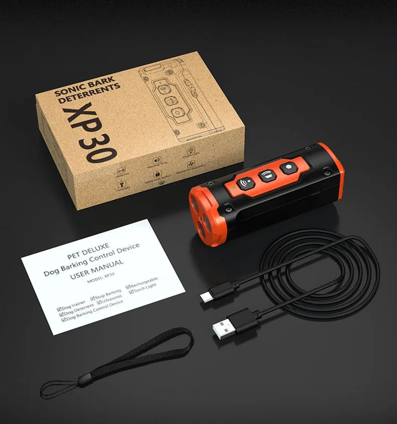 Ultrasonic Dog Repeller and Training Device with LED - size reference