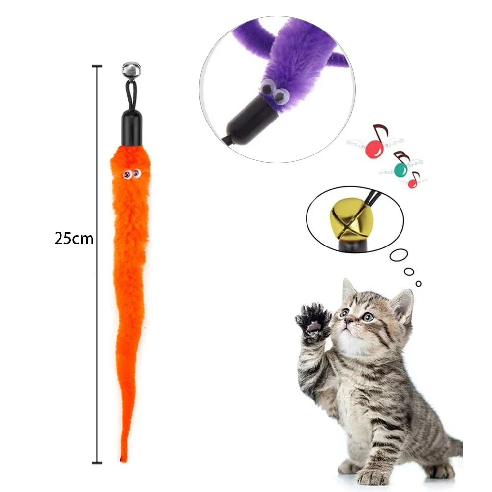 Interactive Cat Wand Worm Refill Attachments - size reference