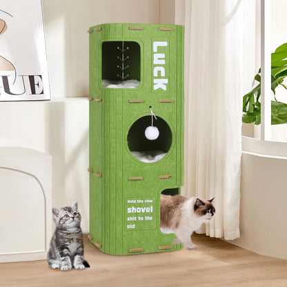 3-Tier Felt Cat Cave Bed for Multi-Cat Homes - alternate angle