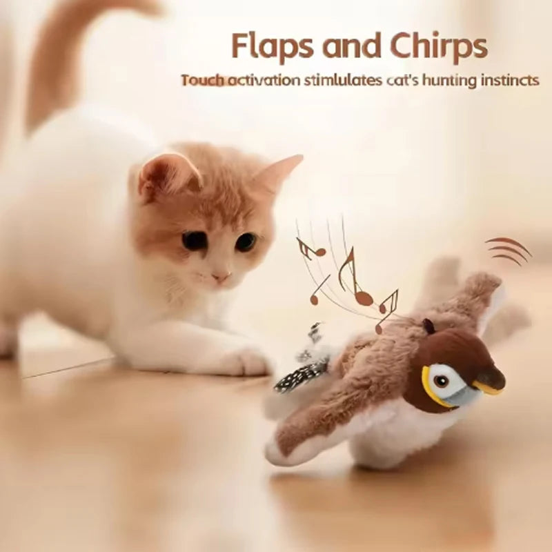 Touch-Activated Chirping Bird Cat Toy - close-up