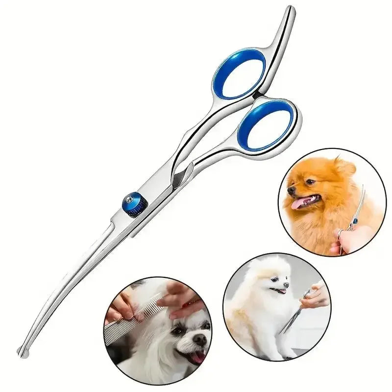 Round-Tip Pet Grooming Scissors (Ambidextrous) - Down Curved Scissors