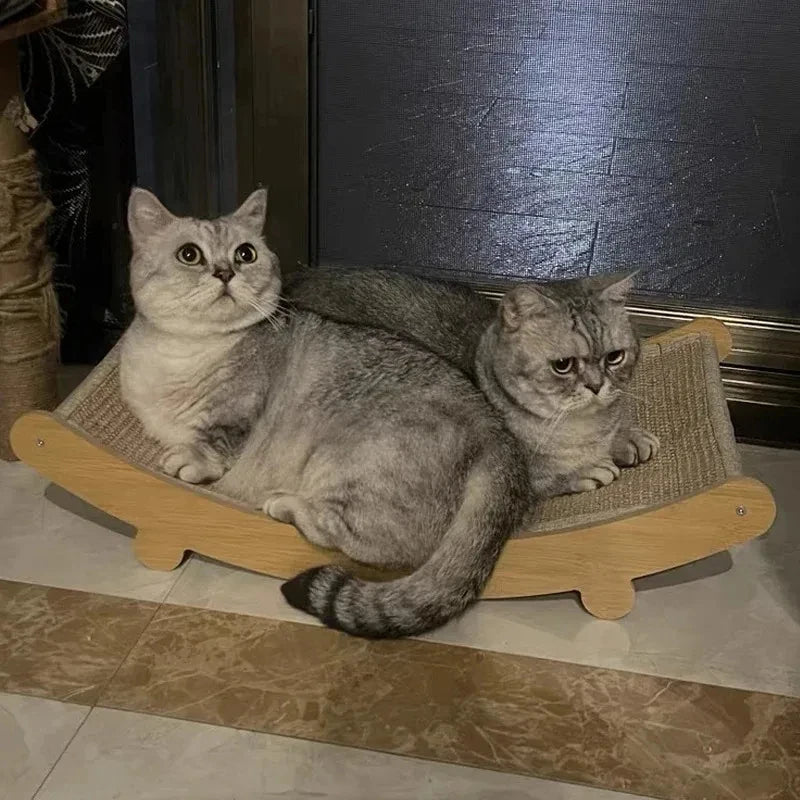 Detachable Cat Scratch Board with Sleeping Bed - in use