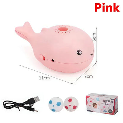 Interactive Whale Jet Ball Cat Toy with USB Fan - Pink