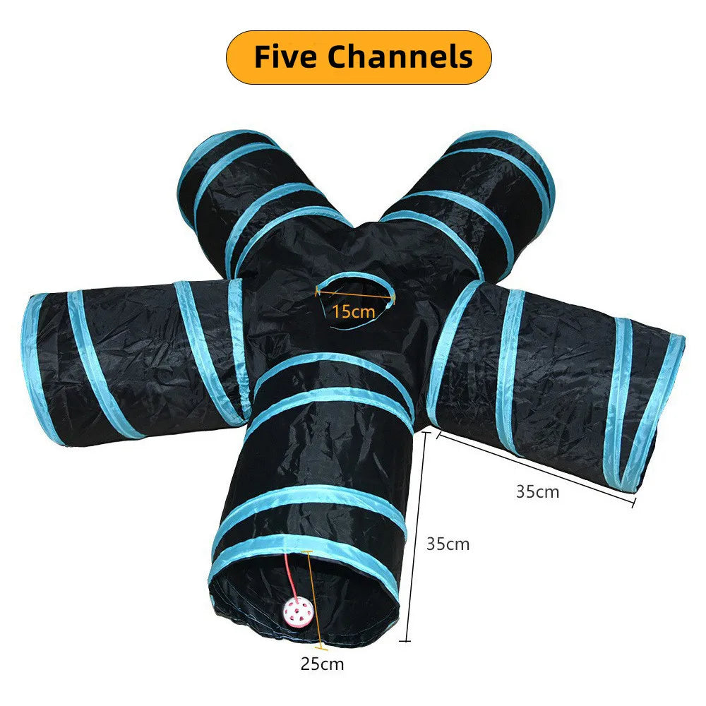 Foldable Cat Tunnel with Crinkle Paper for Indoor Play - Five tunnels