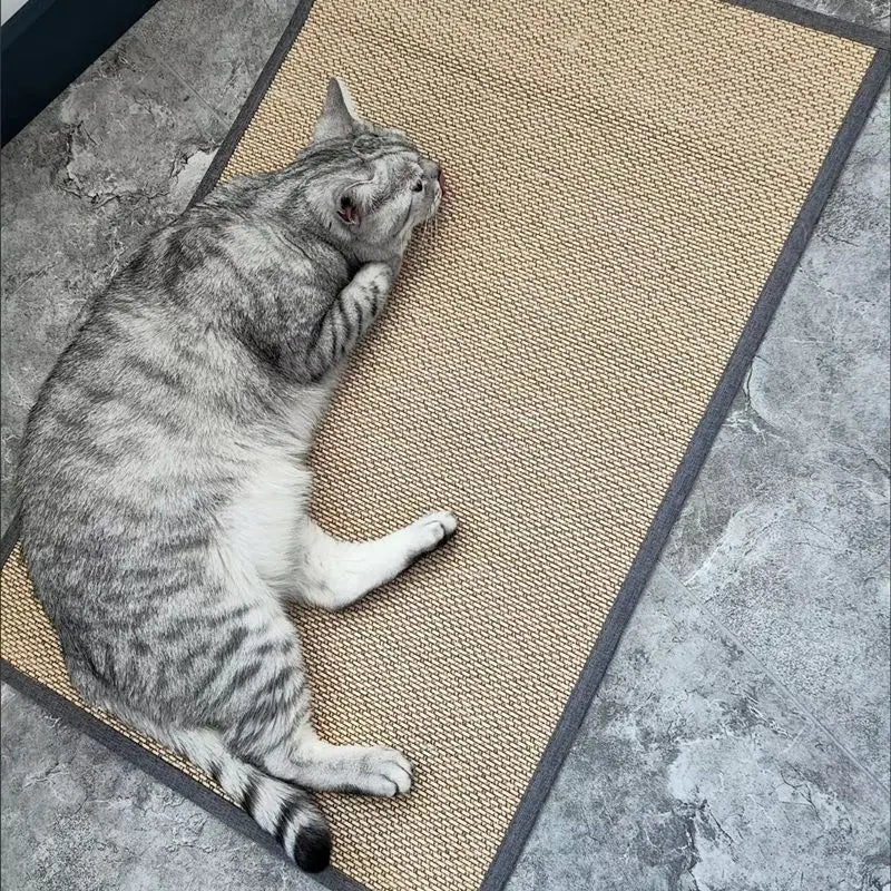 Natural Bamboo Cat Scratcher Mat for Furniture Protection - lifestyle