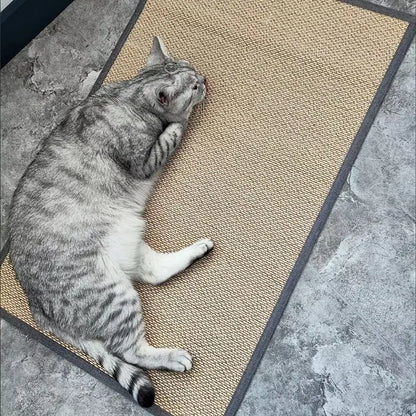 Natural Bamboo Cat Scratcher Mat for Furniture Protection - lifestyle